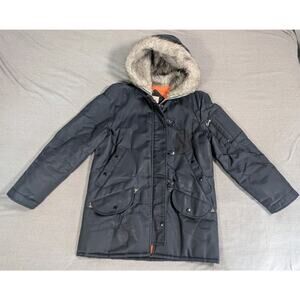 vintage Lerner blue parka with fur lined hood Made In Japan. Small